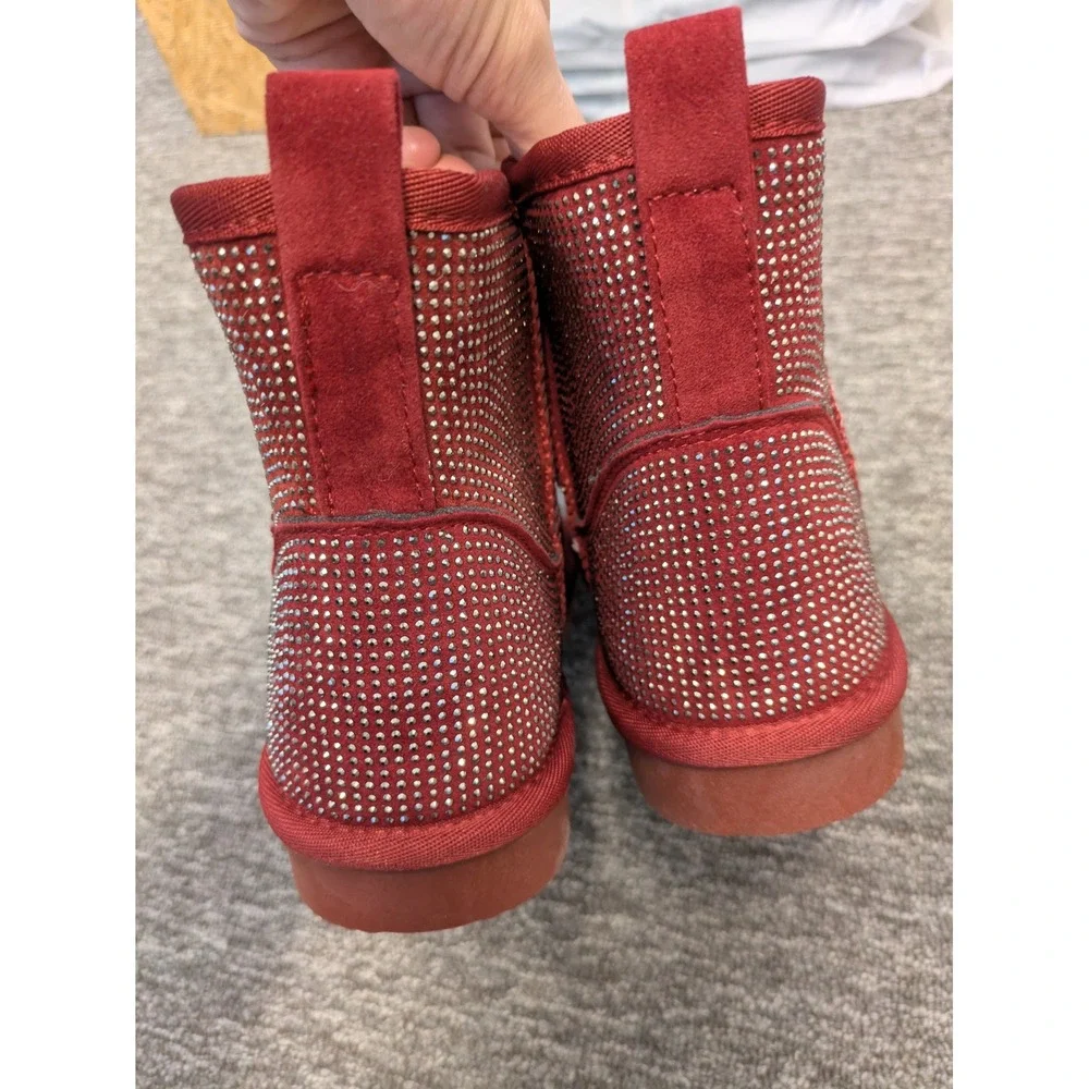 Cococci Presley Burgundy Sparkle Embellished Winter Boots‎ Women's Size 7.5